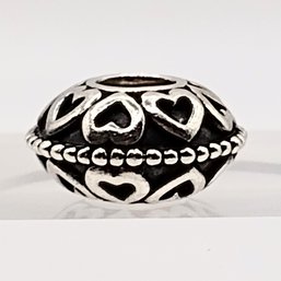Signed Sterling Silver Heart Design Bead Charm 5.3G