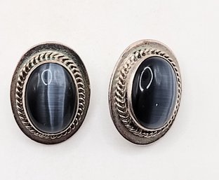 Sterling Silver Tiger Eye Post Earrings 15.3G