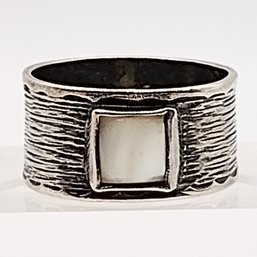 Signed Sterling Silver Mother Of Pearl Band SZ 7 4.2G