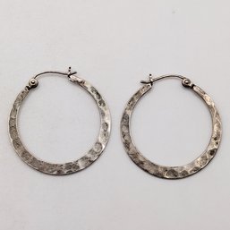 Silpada Sterling Silver Hammered Hoop Earrings 4.2G