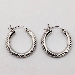 Signed Sterling Silver Hollow Hoop Earrings 4.6G