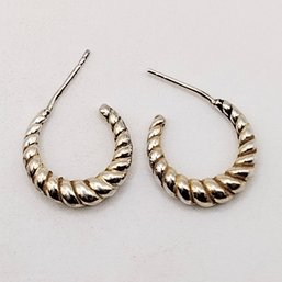 Sterling Silver Hoop Post Earrings 4.7G
