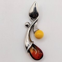 Sterling Silver Amber Pendant 4.9G
