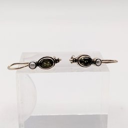 Sterling Silver Gemstone Pearl Hook Earrings 2.8G