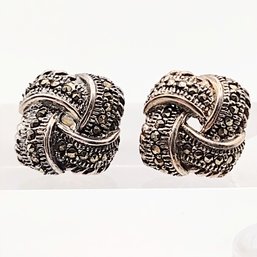 FAS Sterling Silver Multi Stone Knot Post Earrings 4.7G