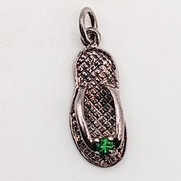 Sterling Silver Green Stone Sandal Charm 1.9G