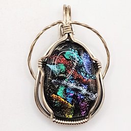 Sterling Silver Wire Dichroic Pendant 10G