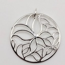 MWS Sterling Silver Open Work Floral Pendant 3.9G