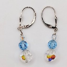 Sterling Silver Bead Dangle Hook Earrings 3.2G