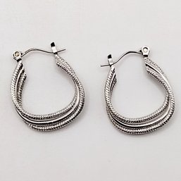 Beau Sterling Silver Twist Hoop Earrings 3.9G