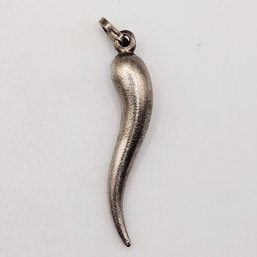 Signed Sterling Silver Italian Horn Pendant Italy 4.1G