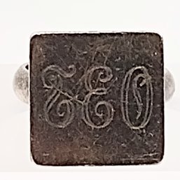 HP Sterling Silver Monogram Signet Ring SZ 6 8.2G