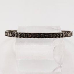 Sterling Silver Heart Flower Bangle 8.5G