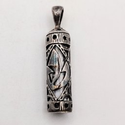 Sterling Silver Mezuzah 'shin' Symbol Pendant 3.4G