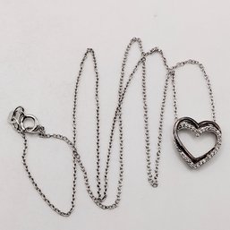 SUN 14K Sterling Silver Multi Stone Heart Pendant On KA 1772 Sterling Silver Chain Necklace 2.3G