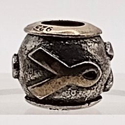MA Sterling Silver Cancer Awareness Bead Charm Italy 2.5G