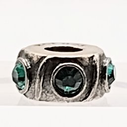 RCI Sterling Silver Multi Green Stone Bead Charm 3.8G
