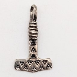 Signed Sterling Silver Thor's Hammer Pendant 3.6G