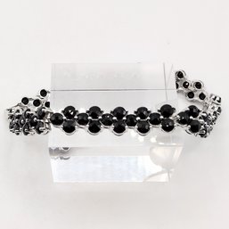 Y Sterling Silver Black Rhinestone Bracelet 18.9G