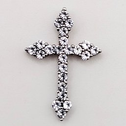 SUN Sterling Silver Multi Stone Cross Pendant 1.3G