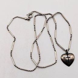 Shube Sterling Silver Necklace Heart Pendant Italy 5.6G