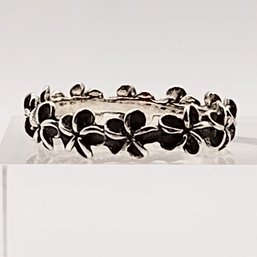 K Sterling Silver Floral Ring SZ 6.5 1.5G