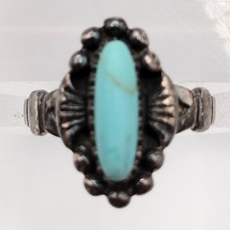 Sterling Silver Turquoise Ring SZ 4 2.9G