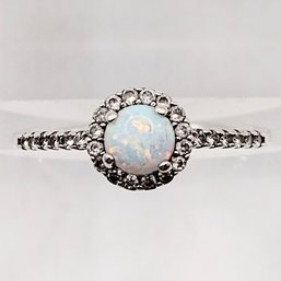 Sterling Silver Opal Multi Stone Ring SZ 7 1.8G