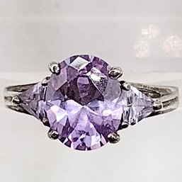 Sterling Silver Purple Stone Ring SZ 7 3.7G
