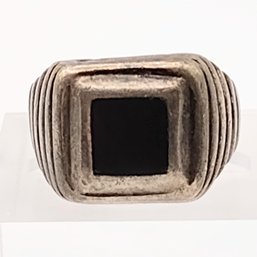 Sterling Silver Onyx Ring SZ 8.5 13.8G