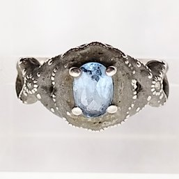 HAN Sterling Silver Blue Gemstone Marcasite Multi Stone Ring SZ 8 4.6G