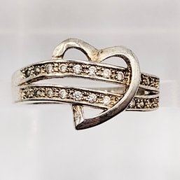 Sterling Silver Multi Stone Heart Ring SZ 7.75 3.1G