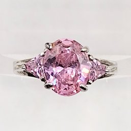 Sterling Silver Pink Stone Multi Stone Ring SZ 7 3.7G