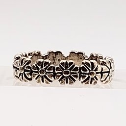 Sterling Silver Floral Band SZ 6 3G