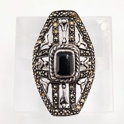 OTC Sterling Silver Garnet Marcasite Multi Stone Ring SZ 7 5.4G