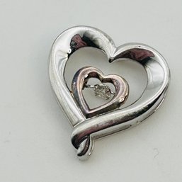 Sterling Diamond Heart Pendant