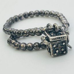 Silpada Sterling Cross Box Beaded Bracelet 5.4 G