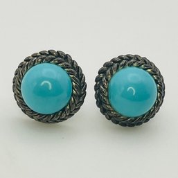 CFJ Sterling Blue Stone Stud Earrings 2.9 G
