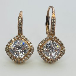 Eji Sterling Rhinestone Halo Drop Earrings 3.7 G