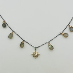 Sterling Signed Clear Stone Cable Chain Necklace 3.5 G