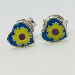 Sterling Sunflower Heart Stud Earrings 0.6 G
