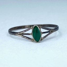 Sterling Marquise Malachite Inlay Ring SZ 6 1g