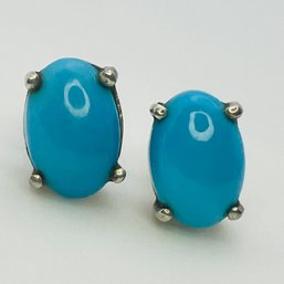 Sterling Blue Stone Stud Earrings 1.9 G