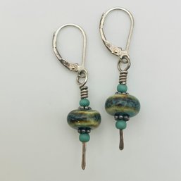 Sterling Stone Dangle Earrings 2.6 G