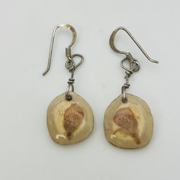 Sterling Nature Disc Dangle Earrings 2.2 G