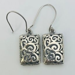 Sterling Floral Design Dangle Earrings 8.5 G
