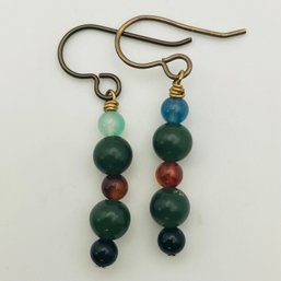 Sterling Multi Gem Dangle Earrings 2.5 G