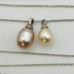 Sterling Pearl Cable Chain Necklace 1.9 G