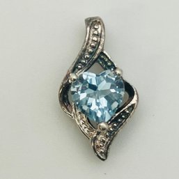 RJ Sterling Topaz Heart Pendant 1.3 G