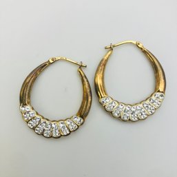 1GZM Jo Sterling Rhinestone Hoop Earrings 2.5 G